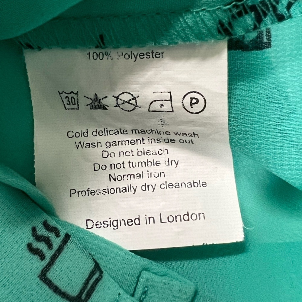 ZINK OF LONDON LONG SLEEVE SHEER LIKE FUN SHIRT MEDIUM TURQUOISE SIZE LARGE - Picture 5 of 13